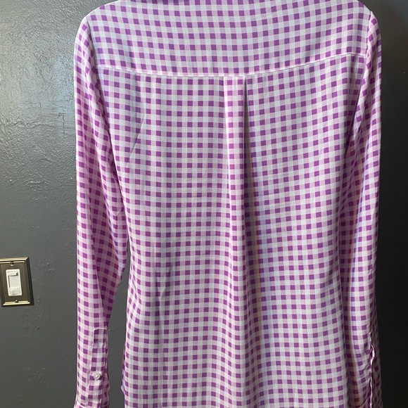 EXPRESS Purple and White Gingham Button Down Blouse - Picture 3 of 16